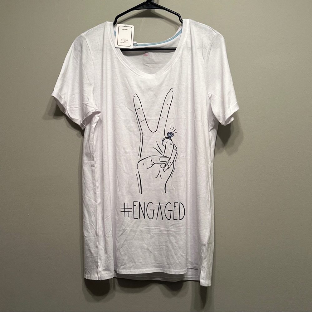 Miss to mrs shirt featuring #engaged. Brand new size large.